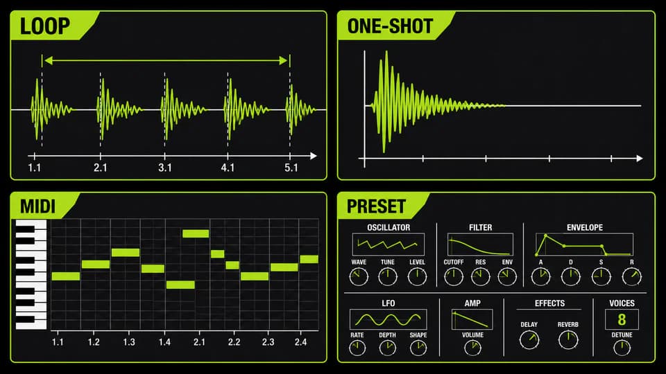 Free techno samples selected for kick percussion loop and texture roles